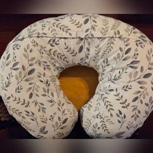 Boppy Pillow with Gray Leaf Pattern